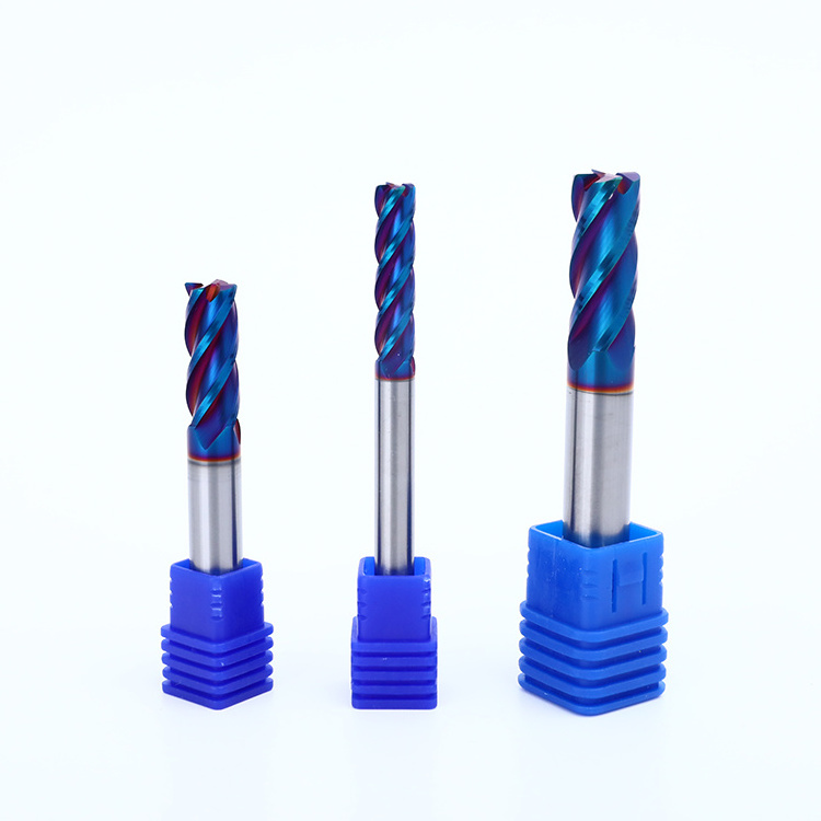 Automobile Led light industry carbide flat square hrc50 copper black dark violet 4 flute cnc endmill for cnc and carving machine