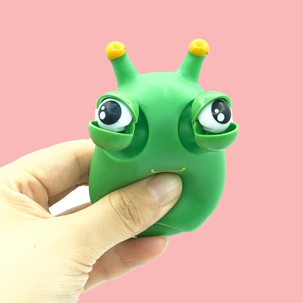 3d Grass Worm With Popped Eyes Anti-stress Fidget Sensory Toys For Kids Eyes Popping Out Worm Pinch Toy