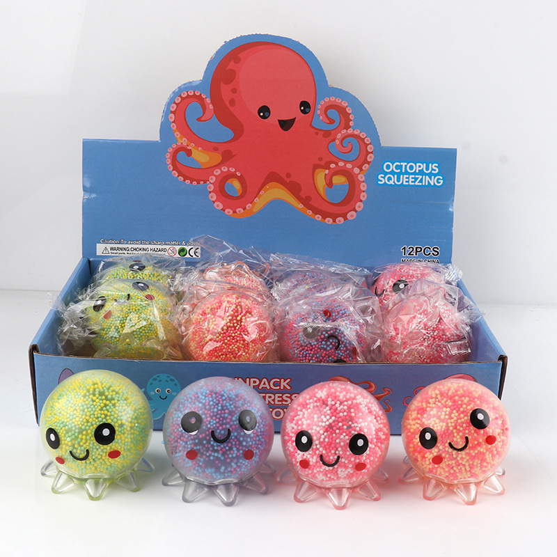 Wholesale light up Octopus squeezing toy Squeeze Toys TPR Rubber Soft Cute Flashing Ball Decompression Octopus With led light