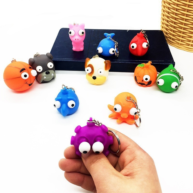 3d assorted animals  With Popped Eyes Anti-stress Fidget Sensory Toys For Kids Eyes Popping Out Worm Pinch Toy