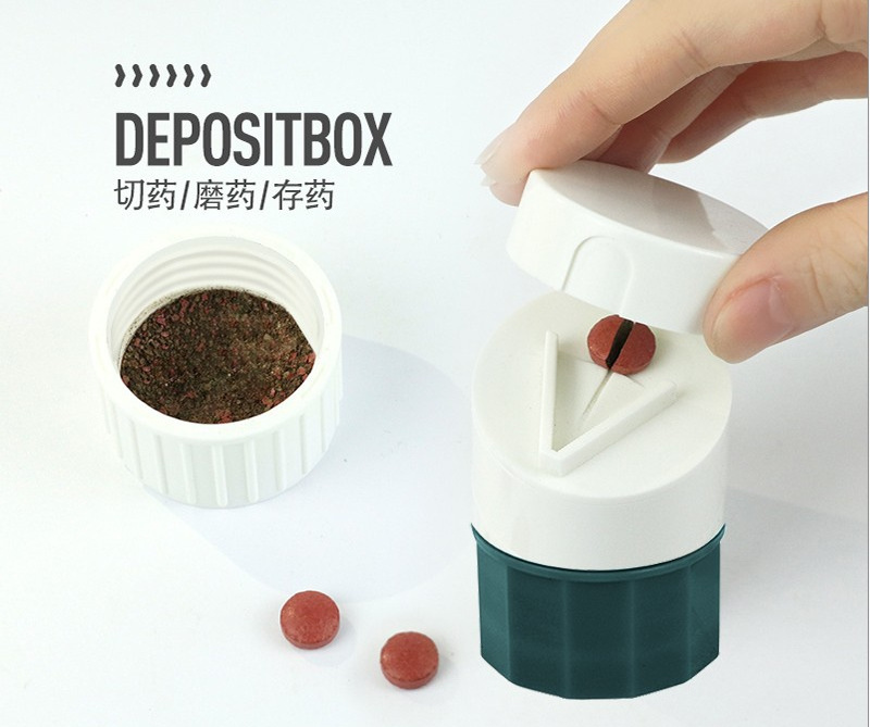 Portable 3 in 1 Pill Crusher Cutter Box With Pill Container Storage Box For Medicine Vitamins Tablets