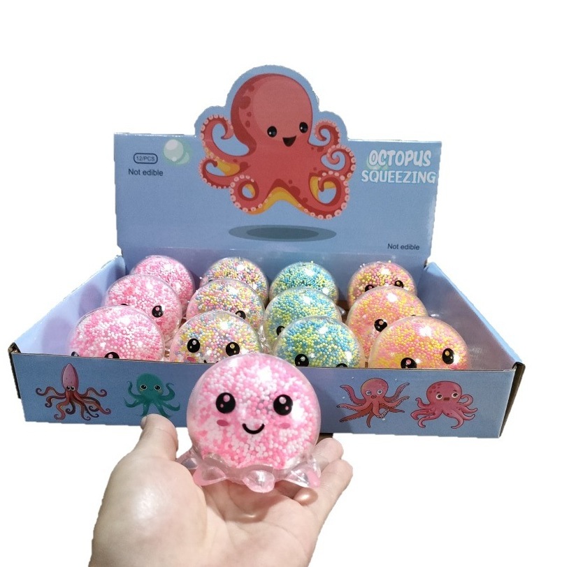 Wholesale light up Octopus squeezing toy Squeeze Toys TPR Rubber Soft Cute Flashing Ball Decompression Octopus With led light