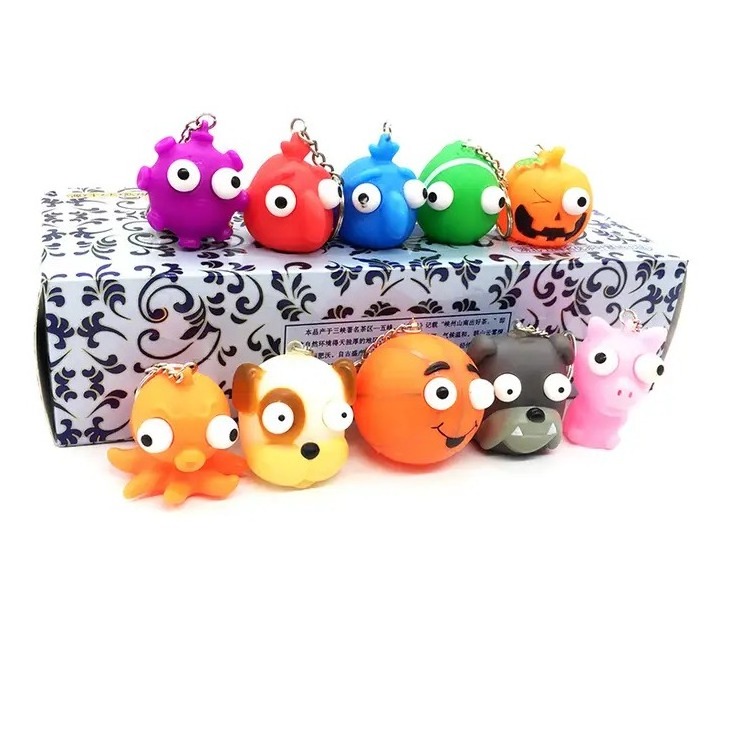 3d assorted animals  With Popped Eyes Anti-stress Fidget Sensory Toys For Kids Eyes Popping Out Worm Pinch Toy