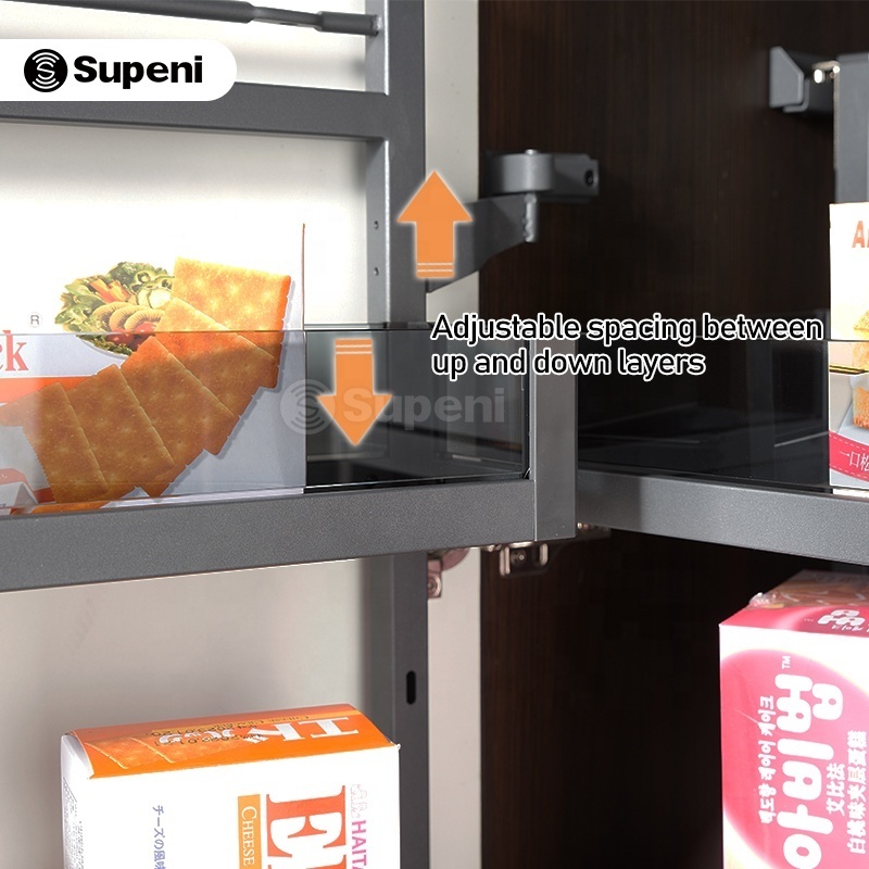 Supeni For kitchen cabinet metal tall larder pull-out pullout pantry unit tandem cupboard hardware slide pull out