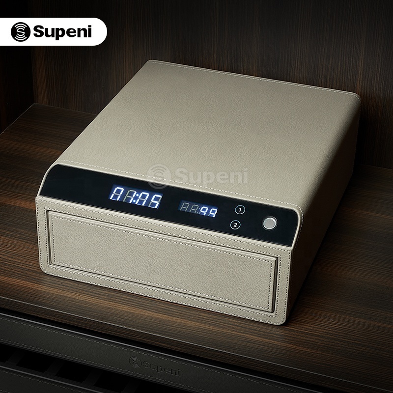 Supnei Electronic Digital Fingerprint Smart Leather Safe Box fingerprint drawer lock box jewelry key safe box