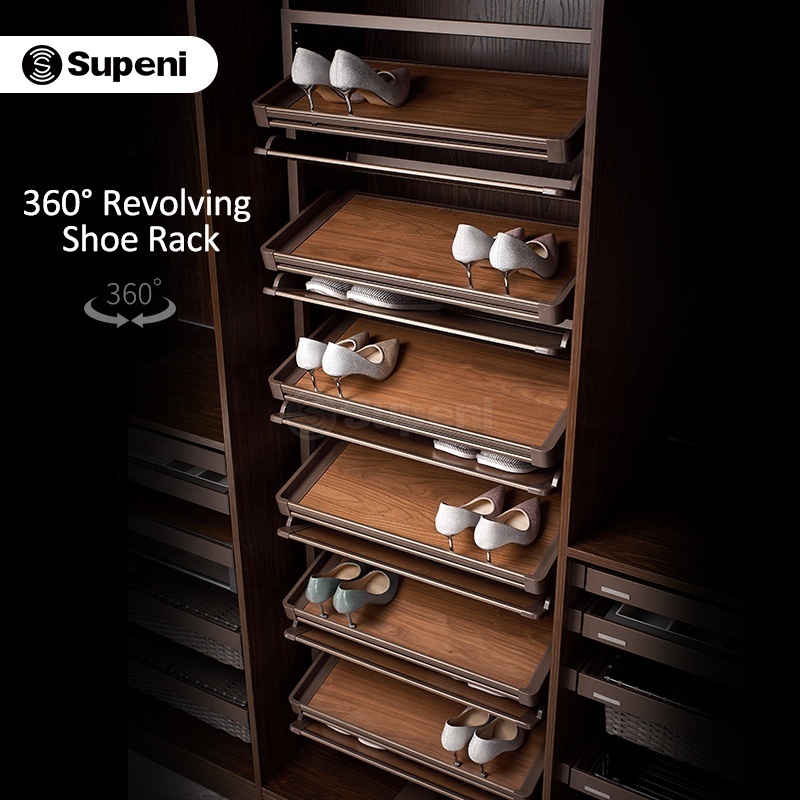 Supeni Wardrobe Accessories 360 degree rotating shoe rack wood Storage Rack