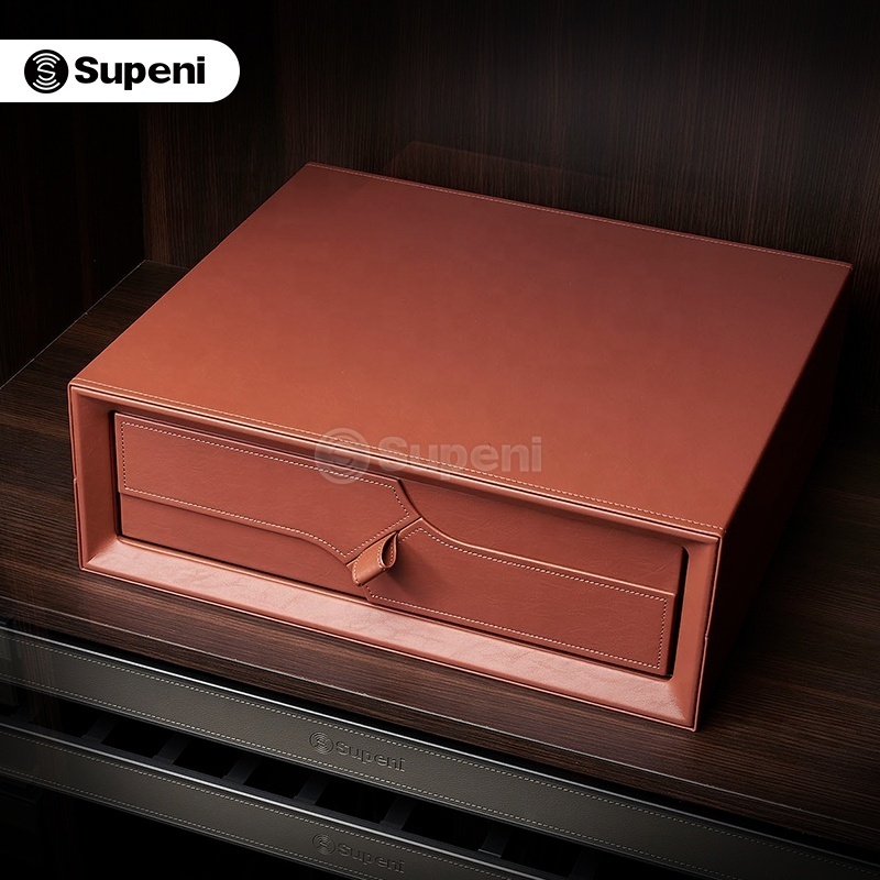 Supeni Electronic anti-theft smart touch screen password fingerprint leather safe box for wardrobe