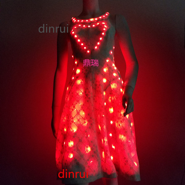 LED Illuminated Clothing Music Festival Costume tutu dress light up angel jumsput stage singer dress show costumes