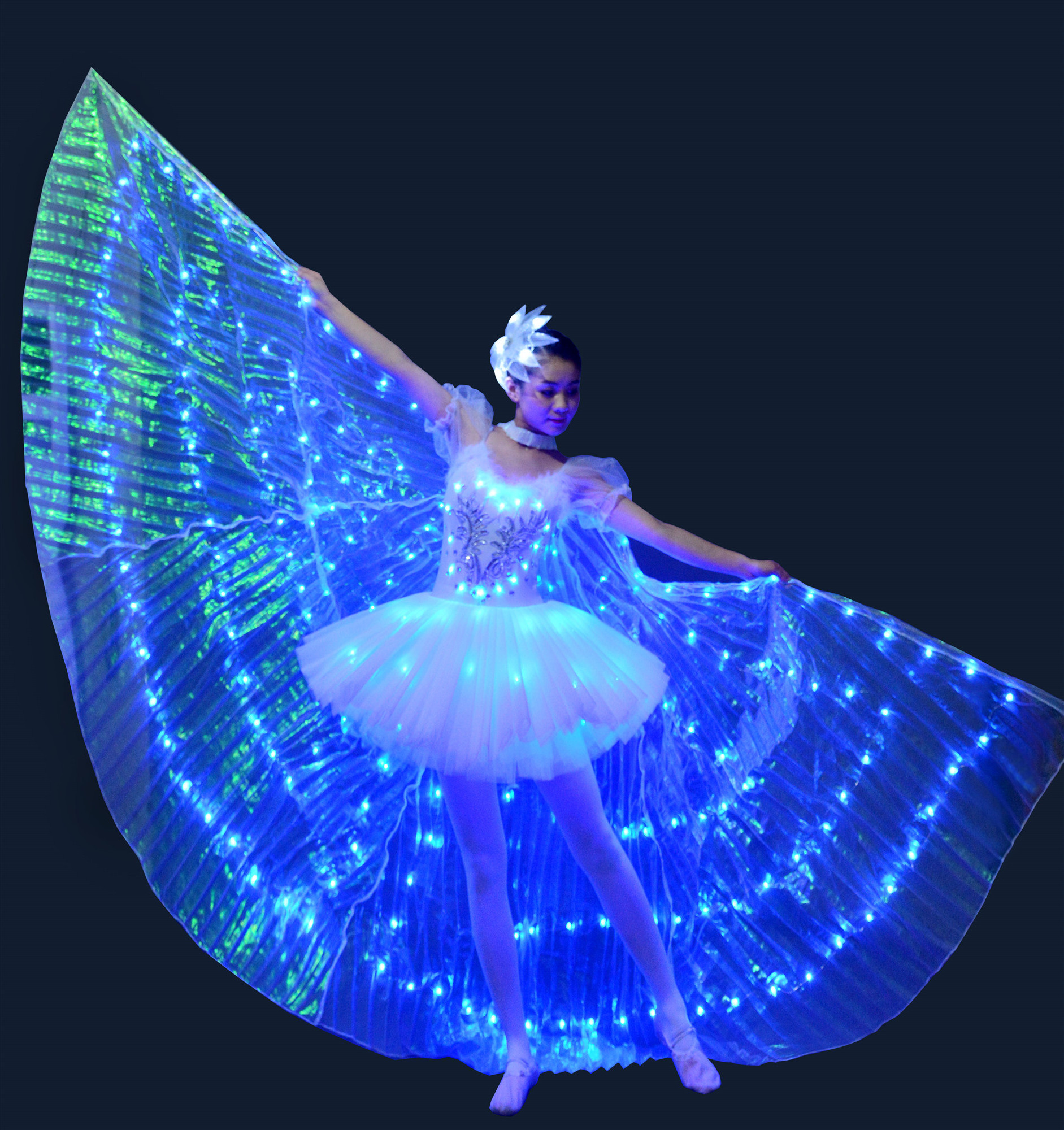 Blue Glowing ballet skirt adult LED dance skirt with light children's pettiskirt costume square night light princess dress