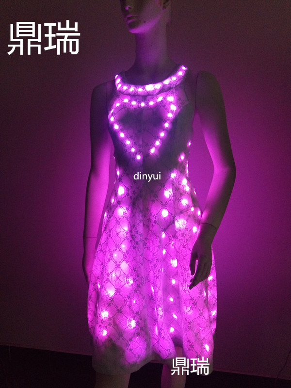 LED Illuminated Clothing Music Festival Costume tutu dress light up angel jumsput stage singer dress show costumes