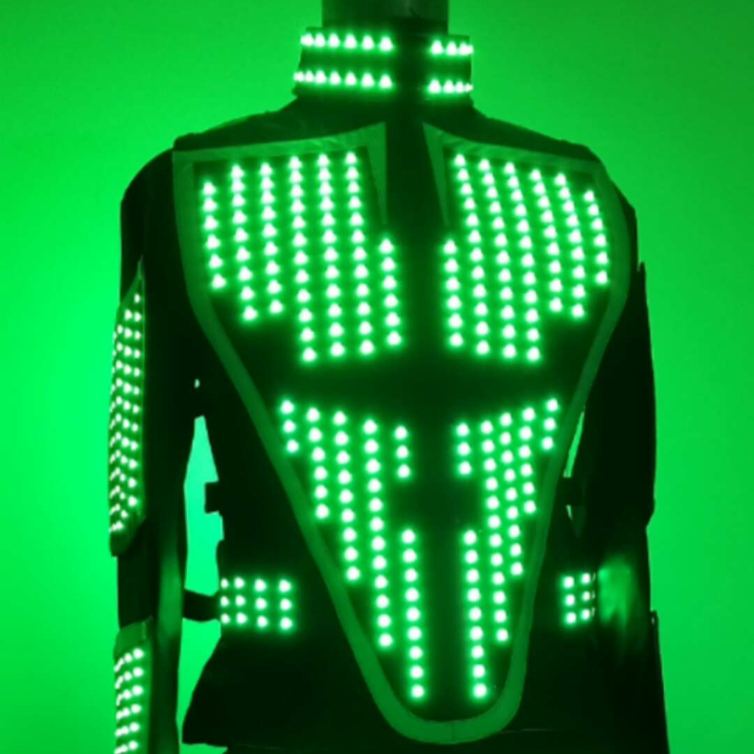 LED Robot Costume LED Tron Costume glow in the dark dresses performance wear Electronic Dance Music mens Clothes DJ costume