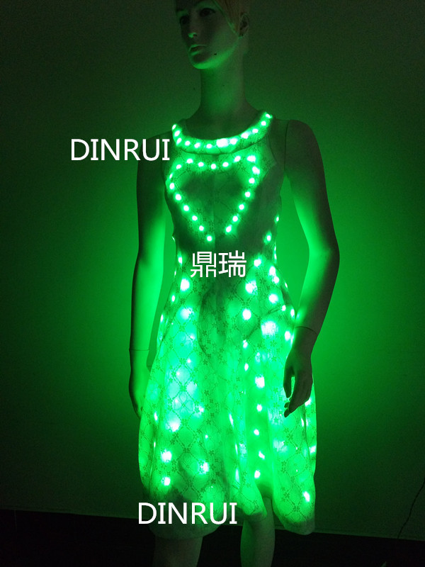 LED Illuminated Clothing Music Festival Costume tutu dress light up angel jumsput stage singer dress show costumes