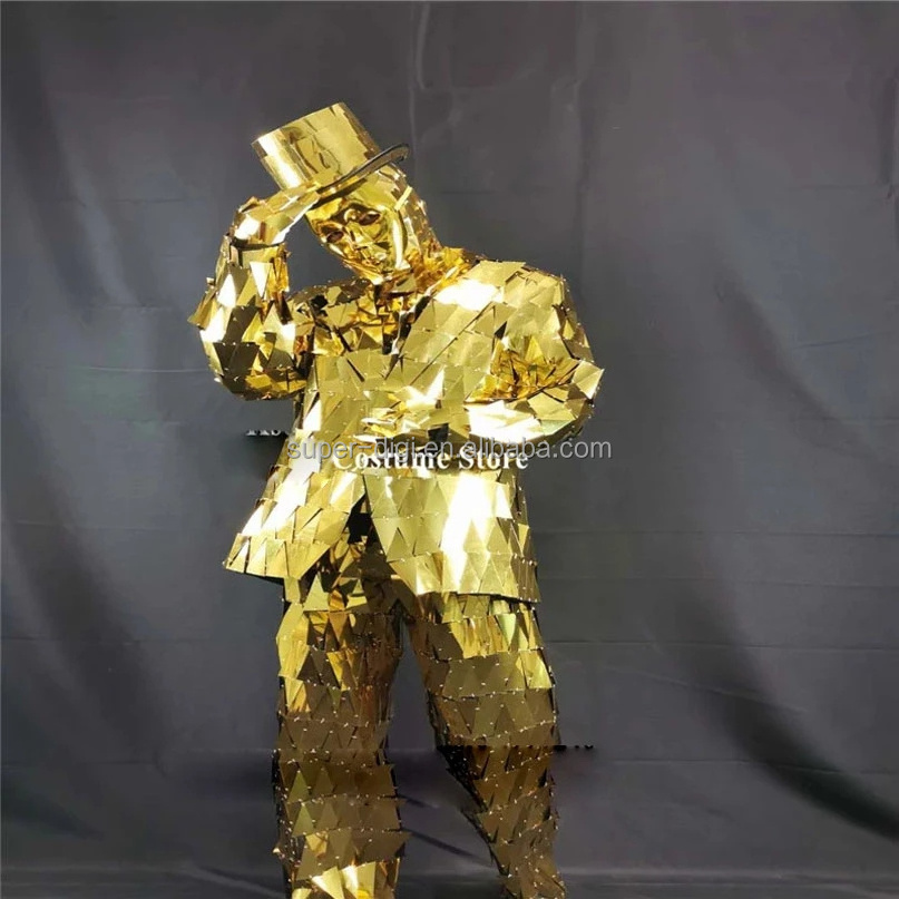 Gold Mirror Men Suit Luxury MEN Nightclub Singer Club Bar Party Performance Costumes