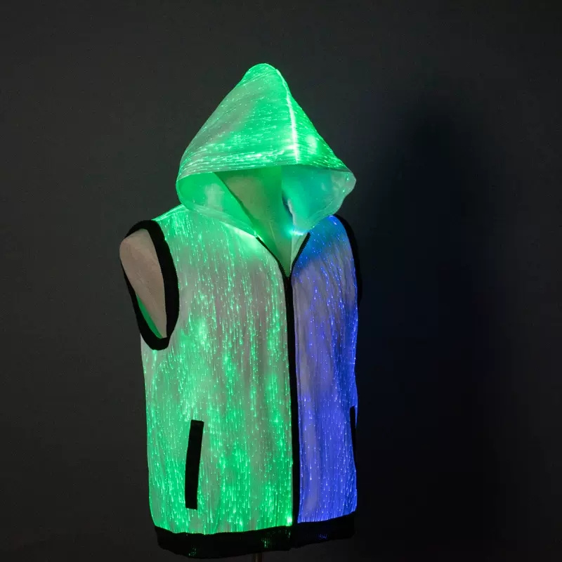 Sparkly Singer stage show  Fiber Optic Luminous Glow In The Dark Dance Led Light Up Carnival Hoodie Future party Jacket