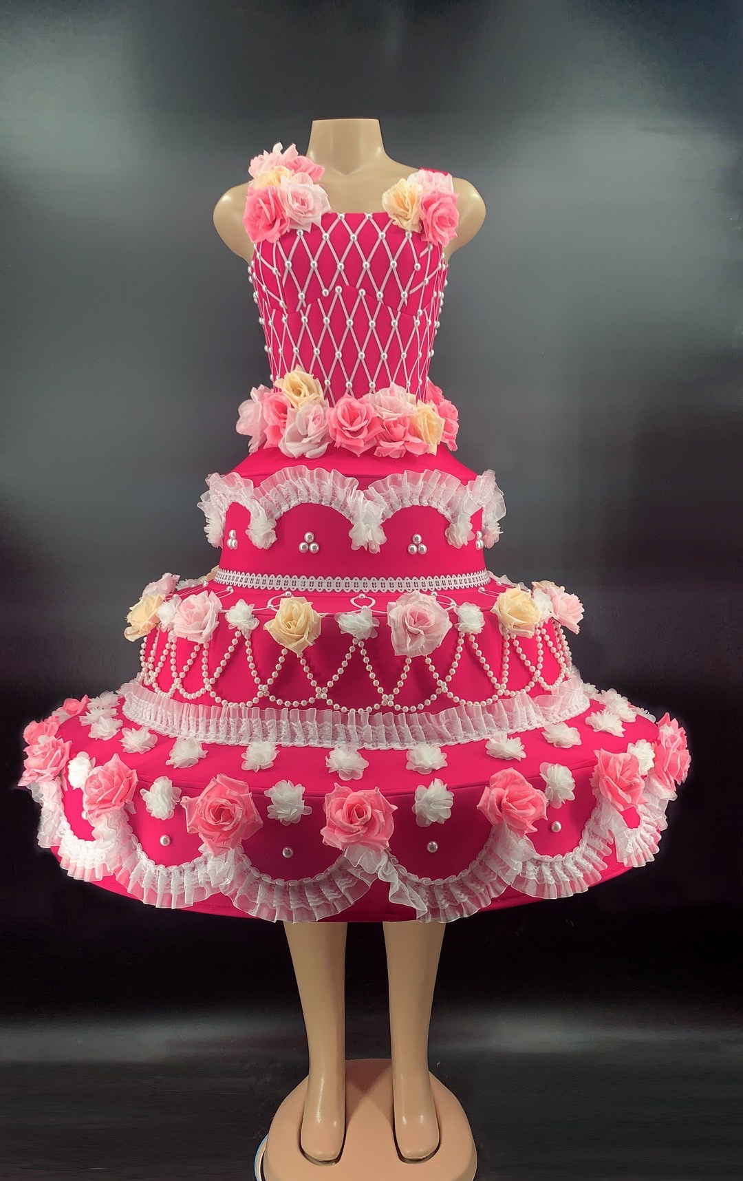 Lovely Retro cake dress pink skirt nightclub bar singer stage catwalk DJ DS amusement park carnival parade costumes