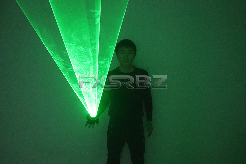 Nightclub Singer Green Rotating Laser Gloves Whirlwind Handheld Laser Cannon DJ LED Lightgloves