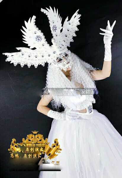 Eagle King Queen Stage Show Costume Nightclub Men's DS White Feather Angel GOGO Dance Team Costumes Valentine's performance wear