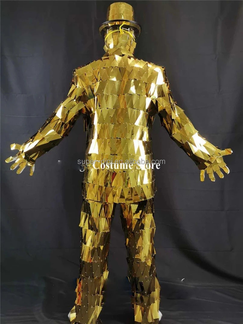 Gold Mirror Men Suit Luxury MEN Nightclub Singer Club Bar Party Performance Costumes