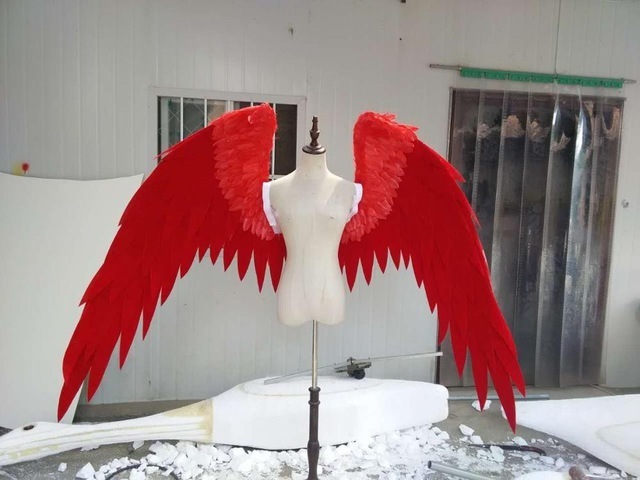 white red cartoon feather angel wings Fashion show Displays wedding shooting props Cosplay game costume Catwalk model wings