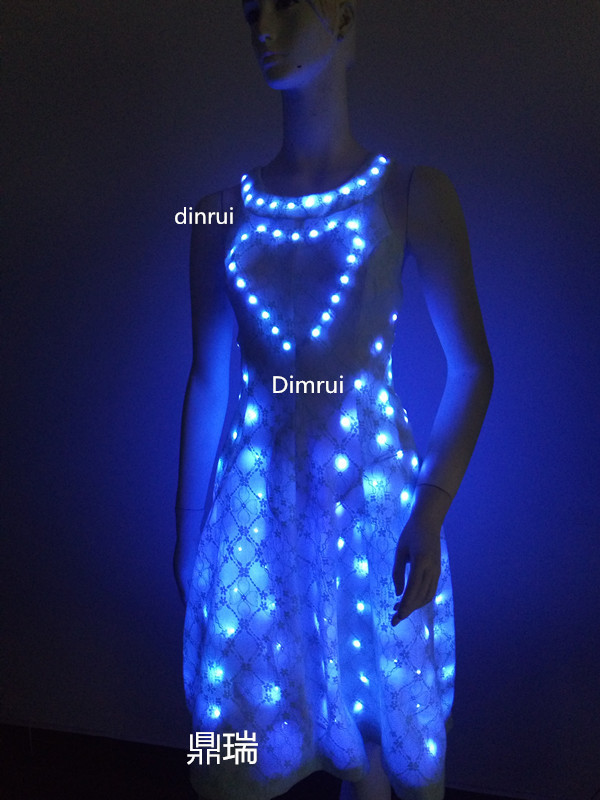 LED Illuminated Clothing Music Festival Costume tutu dress light up angel jumsput stage singer dress show costumes