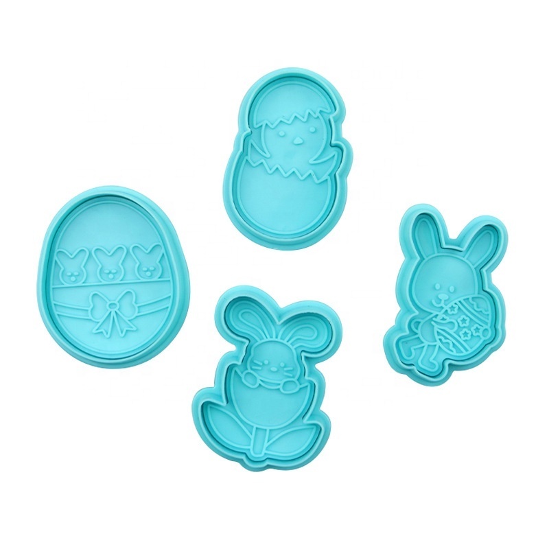 wholesale hot selling 2023 4pcs Easter cake decoration mould DIY baking tool manual biscuit printing mould