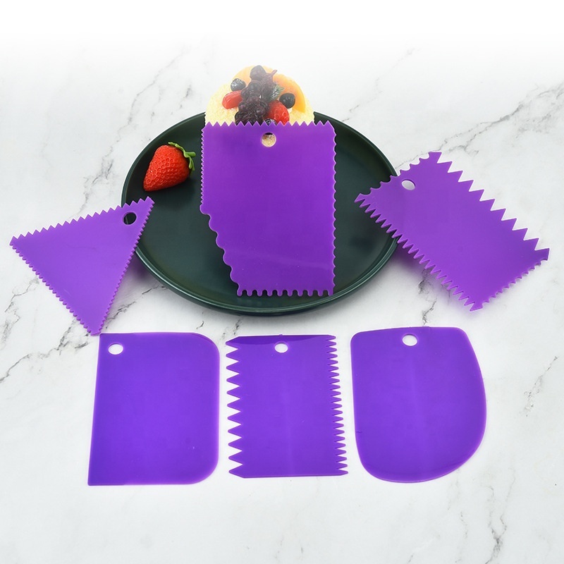 6Pcs Cake Scraper Smoother Tool Set Pottery Plastic  Cutter Tool Combo Cake Icing Scrapper Cake Edge Decorating Tool