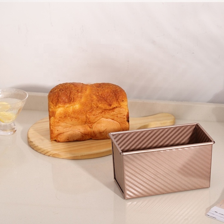 wholesale cheaper carbon steel rectangle golden toast mold with lid non stick bread baked cake mold metal metal pizza pan Aluminum alloy cake molds