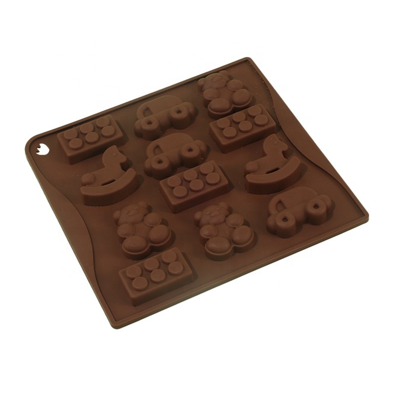 DIY 15 cavities cute bear shaped Silicone cake mold Trojan car chocolate Cartoon DIY baking mold cake tools