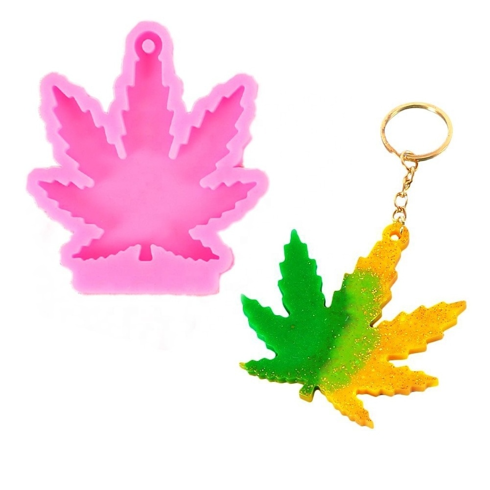 new design shiny maple leaf shaped silicone mold for DIY truck car key   epoxy resin molds keychain jewelry cake mold