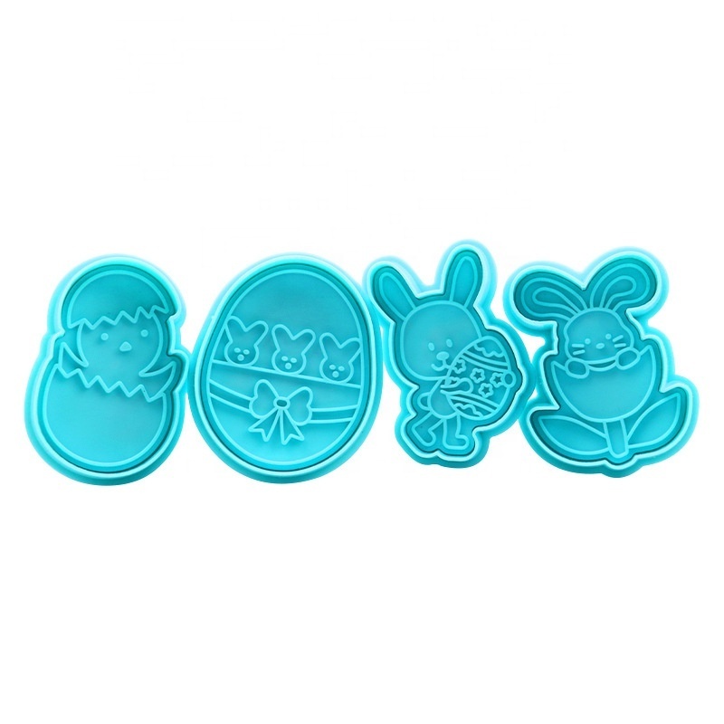 wholesale hot selling 2023 4pcs Easter cake decoration mould DIY baking tool manual biscuit printing mould