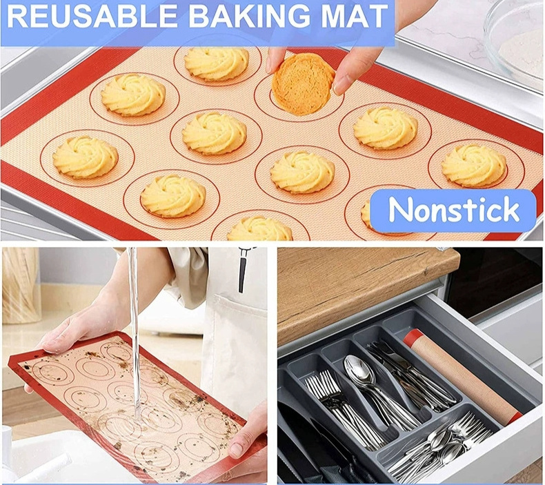 100% Food Grade Silicone Bpa Free Non stick heat resisted Silicone Baking Matsustainable Stocked Baking Mat cake molds