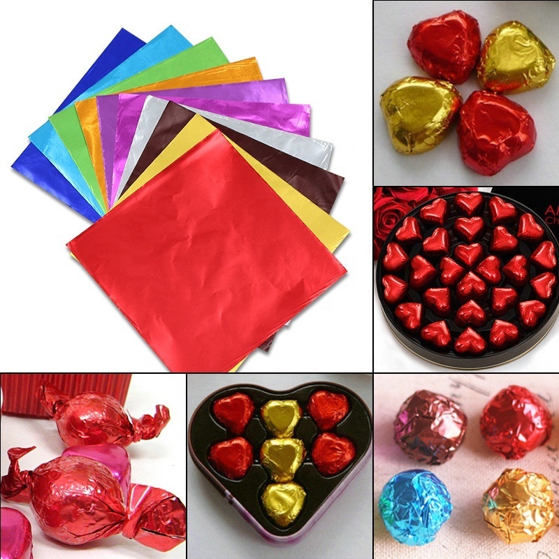 Cheap Wholesale Custom Disposable Food Grade Chocolate Aluminium Foil Wrapping Paper 100pcs pack Colored Foil For Chocolate Eggs