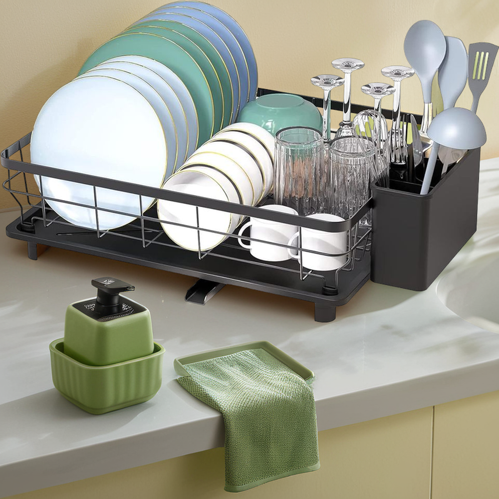 Double-Tier Stainless Steel Dish Drying Rack with Drainboard Functional OEM ODM Design Organizes Kitchen Counter