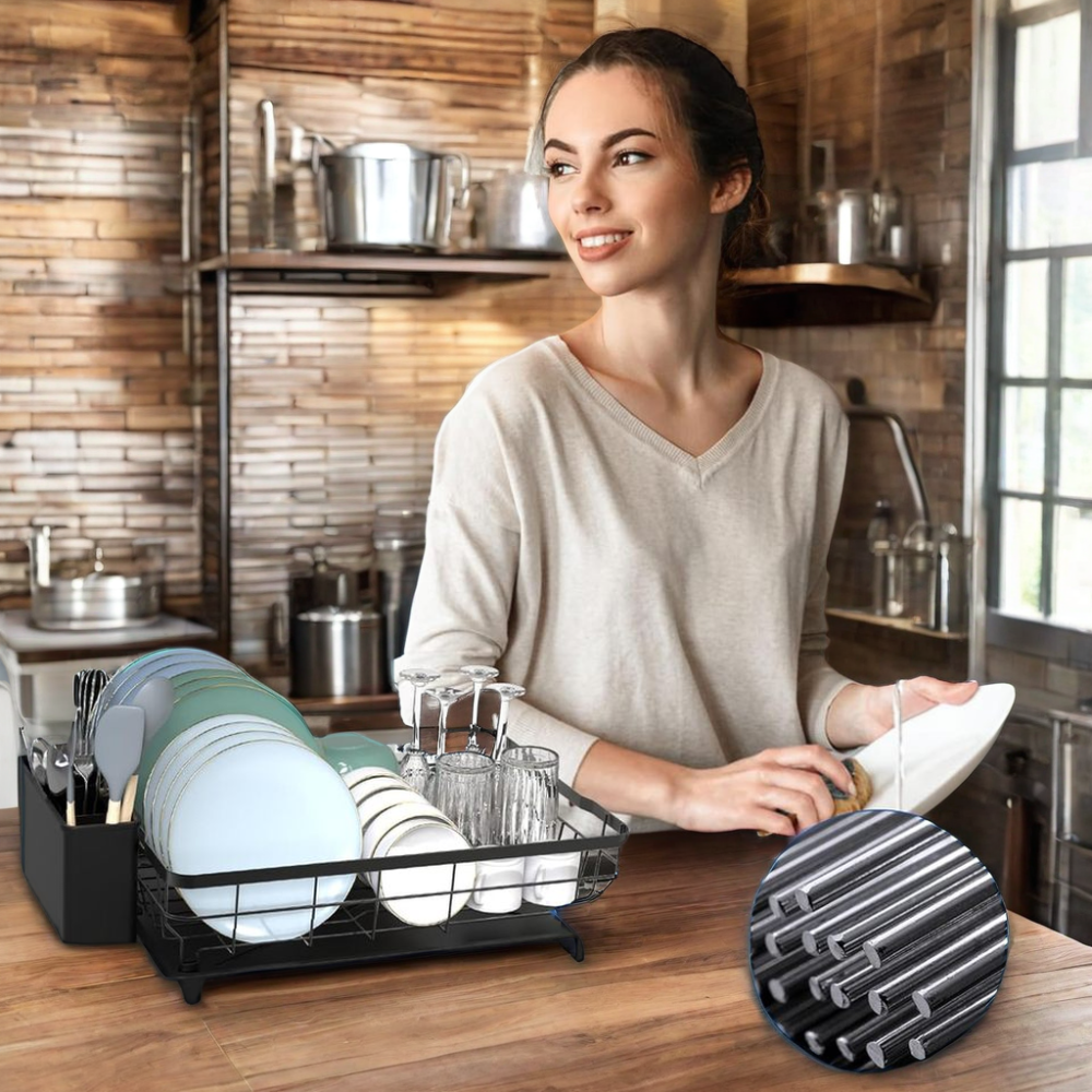 Double-Tier Stainless Steel Dish Drying Rack with Drainboard Functional OEM ODM Design Organizes Kitchen Counter