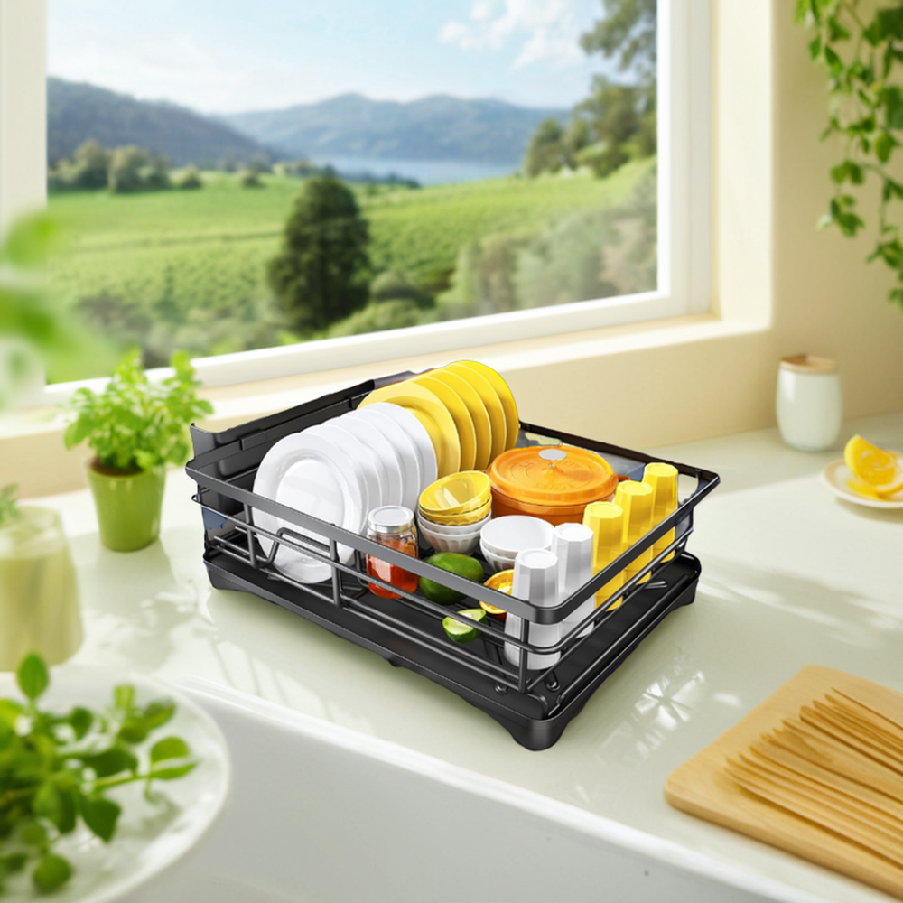 Professional Single-Tier Aluminium Large Drying Dish Washing Rack Standing Type Metal Material