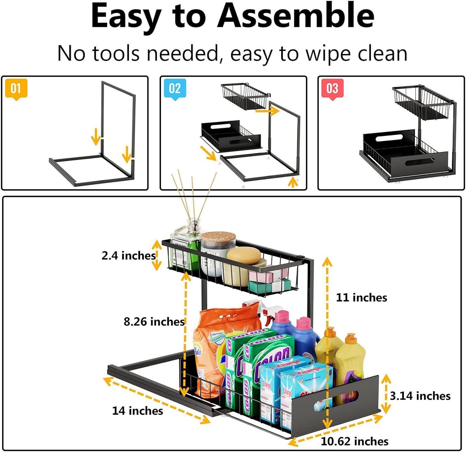 Hot Selling Kitchen Sink Organizer Metal Storage Cabinet with Under-Sink Organizers for Efficient Storage Holders & Racks