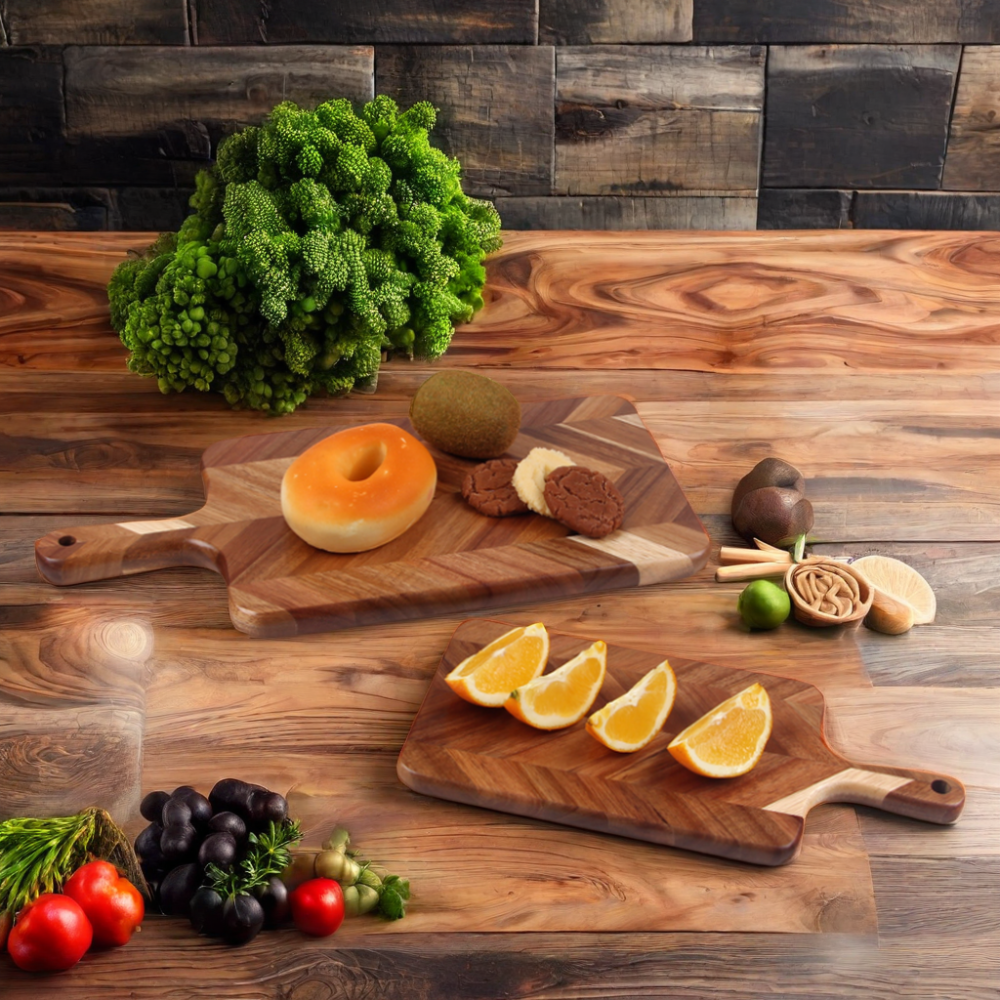 SOPEWOD Acacia Wood Rectangle Cutting Board with Handle Cutting Board Countertop for Meat Bread Charcuterie Board Custom Logo