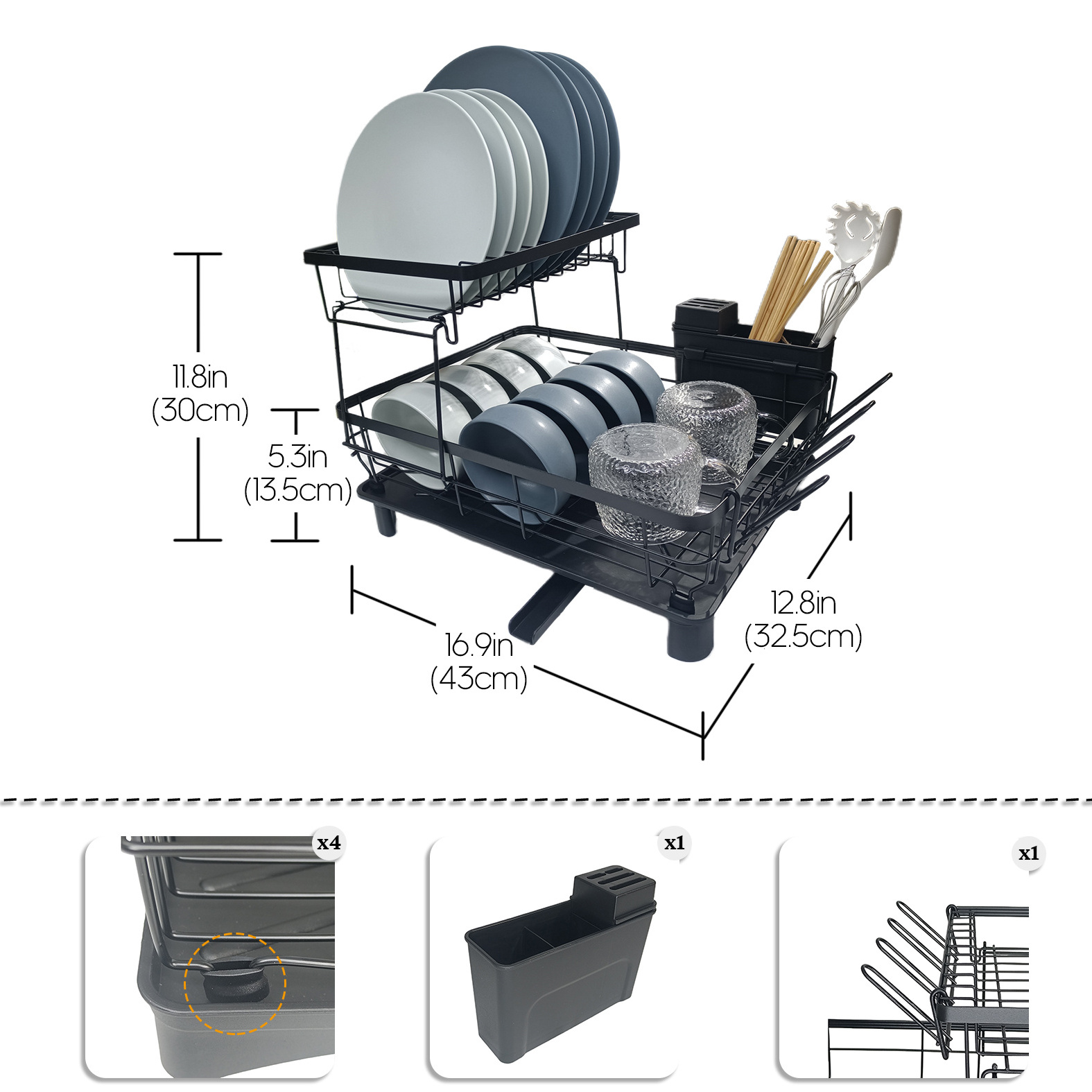 Sopewod Wall Mounted Metal Storage Basket over Sink Drying Dish Rack for Kitchen and Living Room Drawer