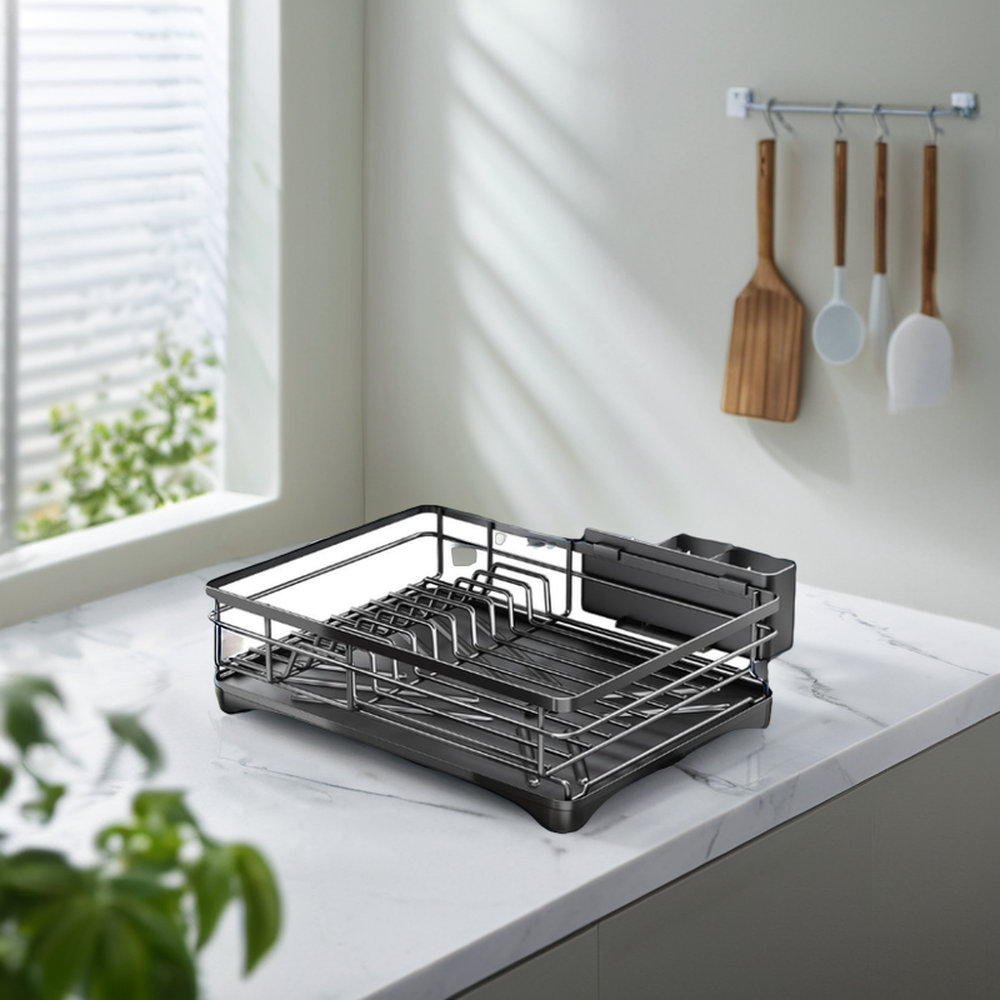 Professional Single-Tier Aluminium Large Drying Dish Washing Rack Standing Type Metal Material