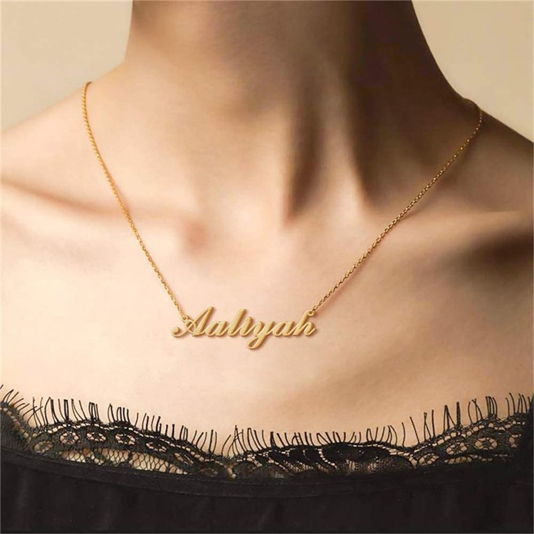 SP Trendy Necklace With Name Custom Name Plate Personalized 18K Gold Plated Custom Stainless Steel Name Necklace Jewelry