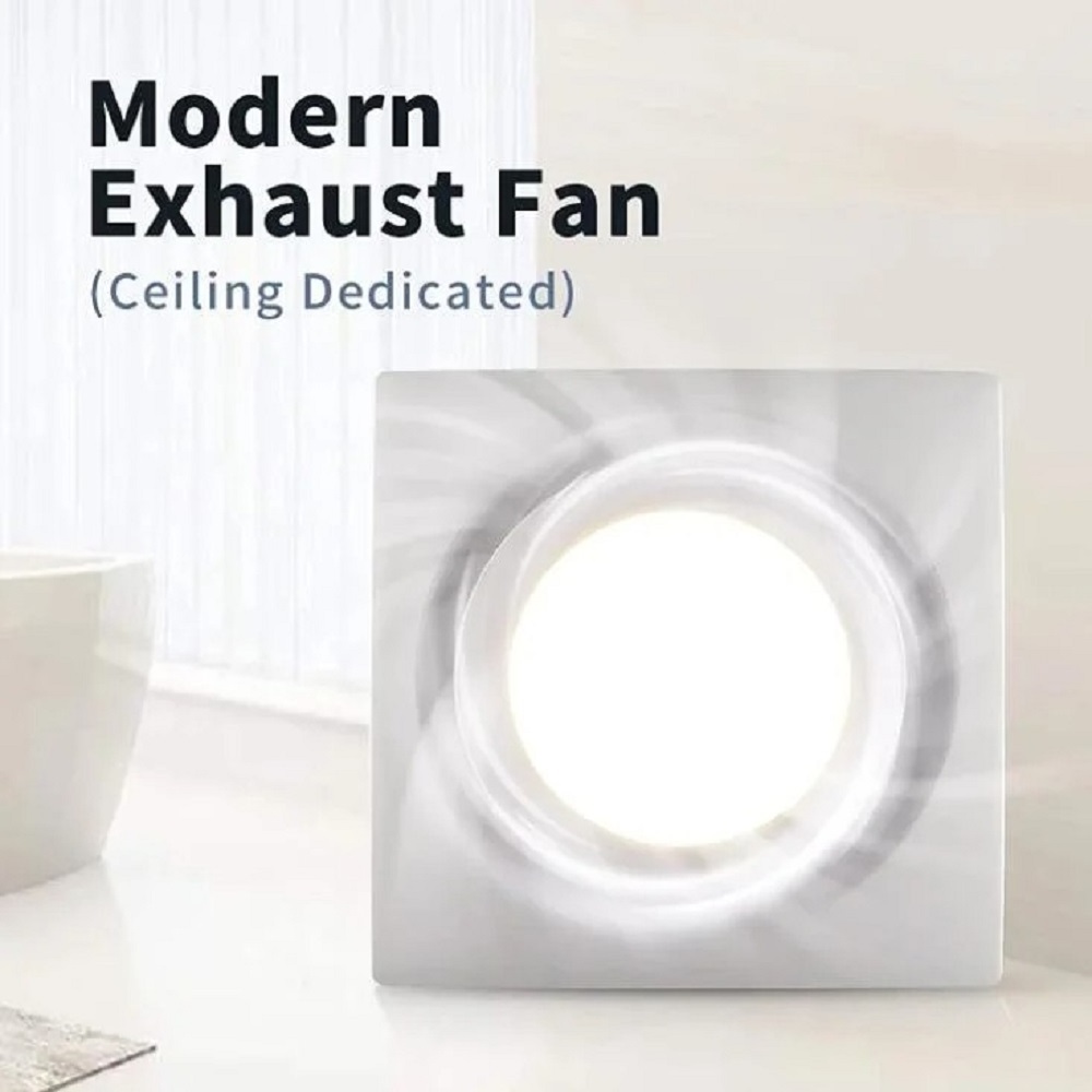 Bathroom Exhaust Fan LED Square Quiet Ceiling Mount Ventilation Fan