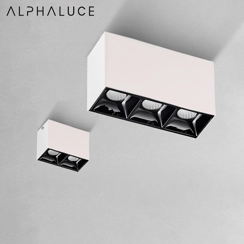 Anti-Glare Square Cob Downlight Single Double Triple Head Modern Ceiling Led Surface Mounted Bedroom Lights Ceiling