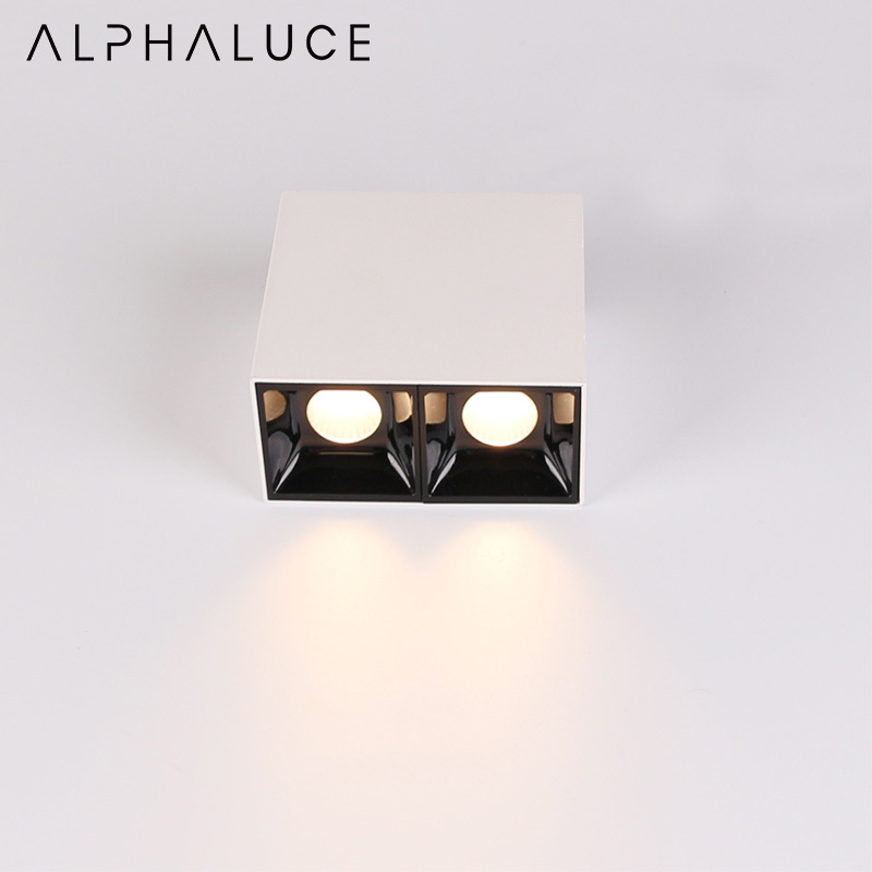 Anti-Glare Square Cob Downlight Single Double Triple Head Modern Ceiling Led Surface Mounted Bedroom Lights Ceiling