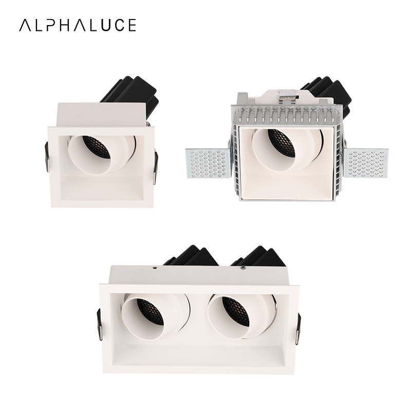 Alphaluce Adjustable Ceiling Downlight Spotlight Square Housing Holder Frame Led Model Bulbs Gu10 Anti Glare