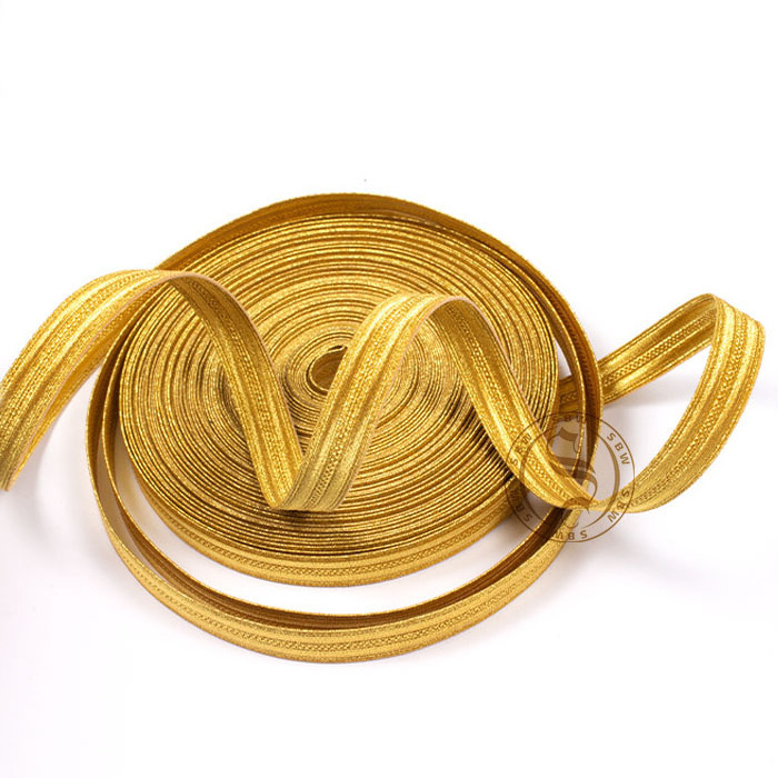 13mm -- Gold -- Bullion Wire -- Boating Uniform Lace | Best Embroidery Golden Silk Shoulder Ribbon and Braids Bullion Wire Braid