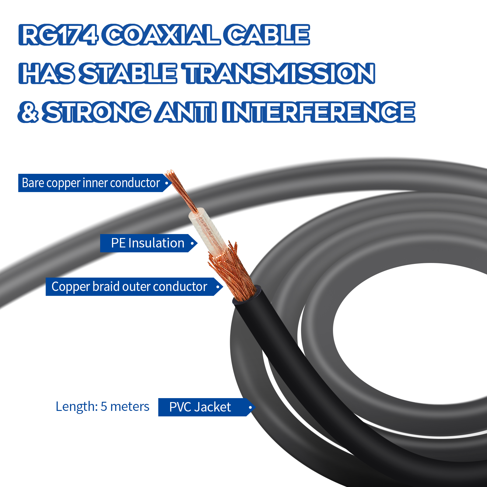 Superbat rg174 Coaxial Cable SMA Male to SMA Female Cable WiFi Router CCTV Antenna Coax Cable