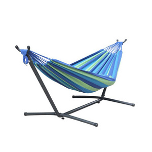 high quality outdoor Colorful Striped canvas hammock metal stand