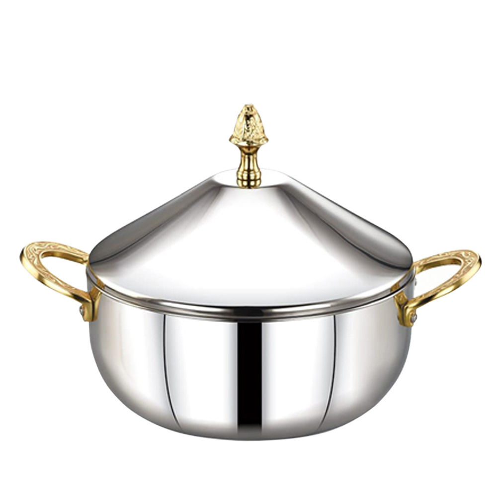 Stainless Steel Casserole with Brass Knobs Handmade