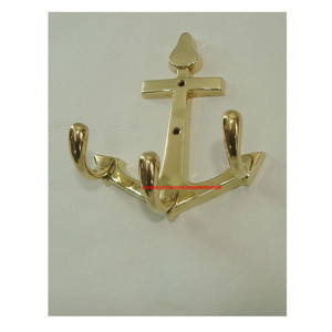 Gold Shiny Brass Ship Anchor Shape Wall hooks Hangers for Hanging