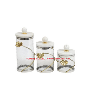 Custom Restaurant Barista Tools Accessories Cereals Canister Sealed Clear Glass and Gold Set For Coffee Beans Storage Tubes